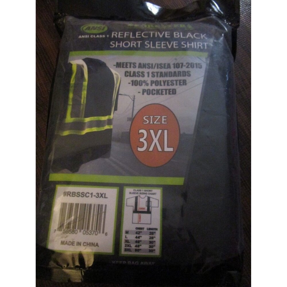 Forester Men's Class 1 Reflective Black Short Sleeve Safety T-Shirt 3XL